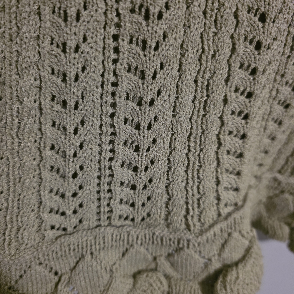 Poof Apparel Sage Green Crochet Tank Top Medium NWT - Picture 6 of 11